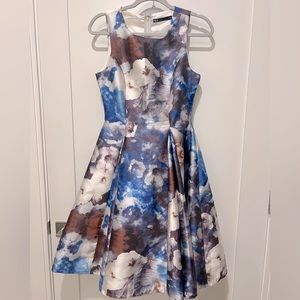 INA Fit & Flare Tank dress, crinoline underneath to poof.Blue, Purple, Browned